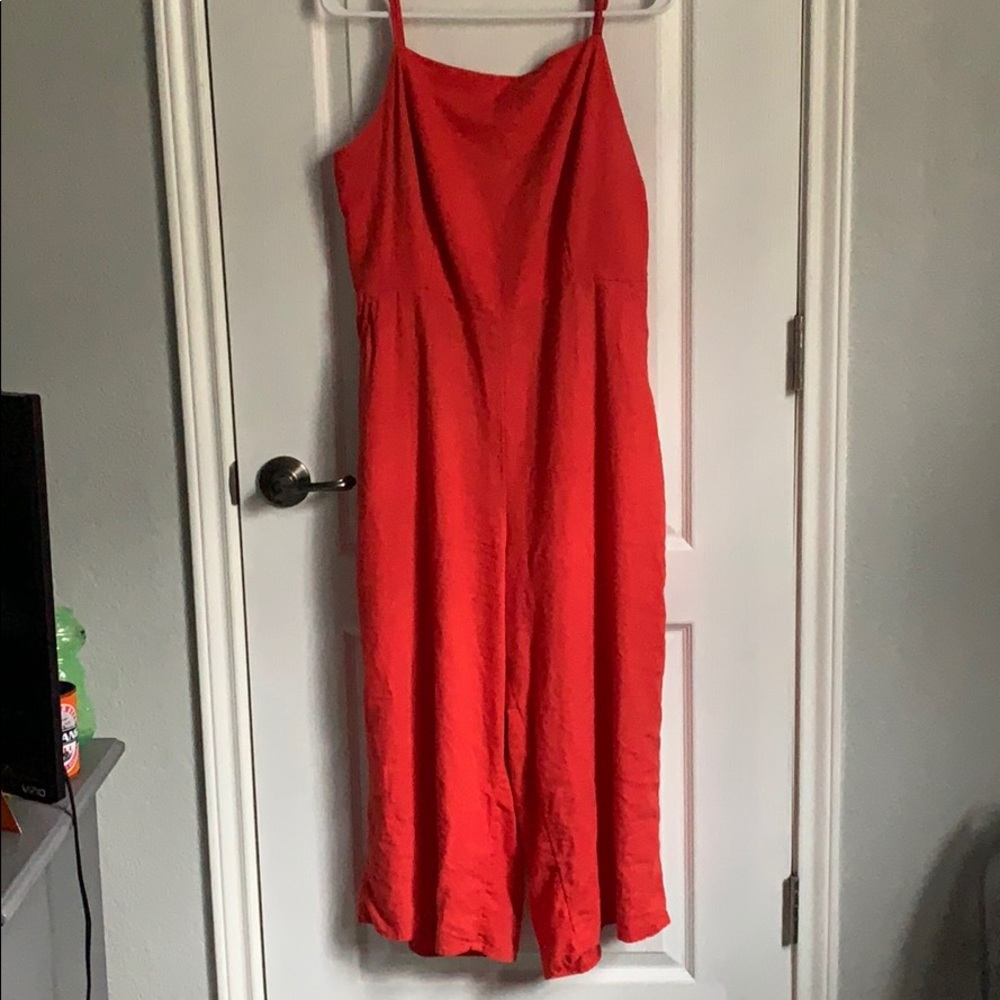 Red romper with pockets